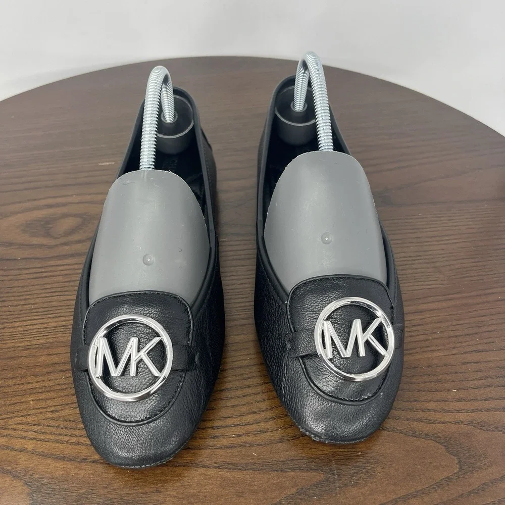 Michael Kors Lillie Shoes Women's 6.5M Black Leather Ballet Flats Ballerina Logo